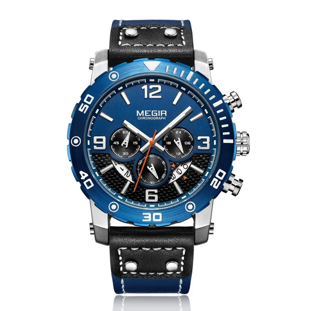 MEGIR Sport watch for man Multi-function stereo three-eye dial watch sports chronograph luminous waterproof quartz watch 2084
MEGIR Sport watch for man Multi-function stereo three-eye dial watch sports chronograph luminous waterproof quartz watch 2084