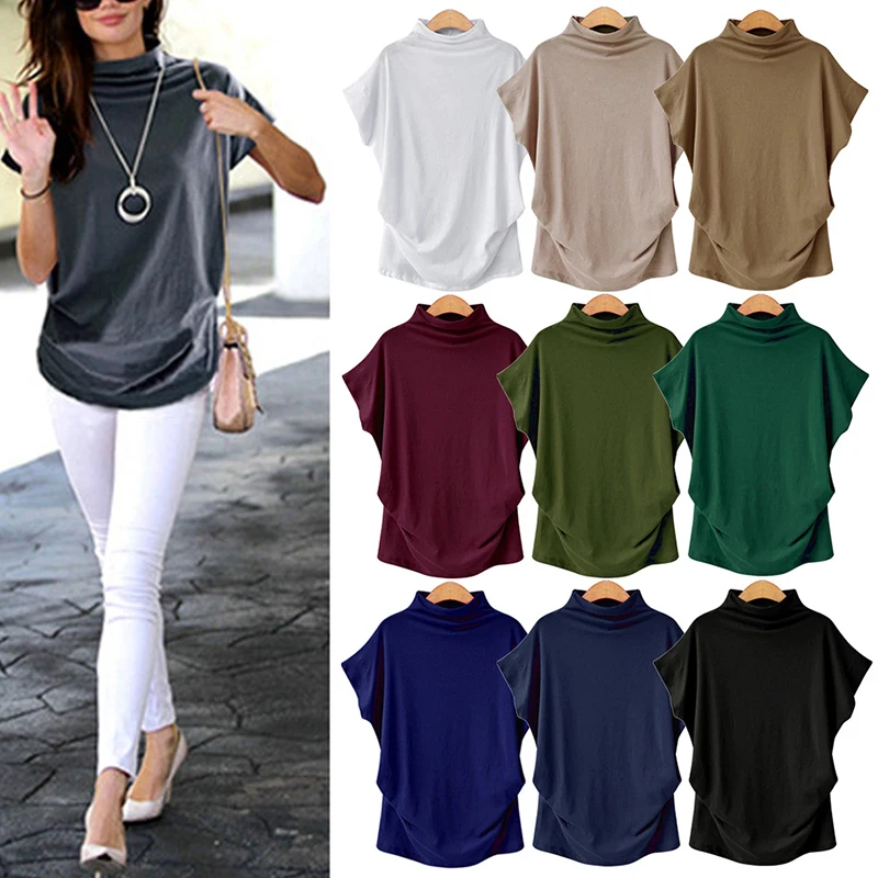 T Shirt Casual Turtleneck High Quality Batwing Sleeve Women Hot Sale Popular Tops Summer Solid Cotton Female 1PC 
T Shirt Casual Turtleneck High Quality Batwing Sleeve Women Hot Sale Popular Tops Summer Solid Cotton Female 1PC