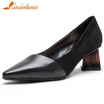 Karinluna New Design Genuine Cow Leather Strange Style Office Lady Pumps Woman Shoes Pointed Toe Slip-On Shallow Shoes 
Karinluna New Design Genuine Cow Leather Strange Style Office Lady Pumps Woman Shoes Pointed Toe Slip-On Shallow Shoes