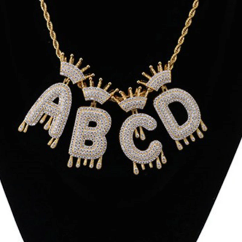 

Модные A-Z имя Корона капельного письма ожерелья Подвеска цепи для мужчин и женщин Золотой Bijoux (украшения своими руками) Цвет кубического циркония в стиле «хип-хоп», ювелирное изделие, подарок