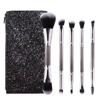 5Pcs Double-headed Makeup Brushes Set Eye Shadow Foundation Powder Eyeliner Eyelash Lip Make Up Portable Cosmetic Tools Kit