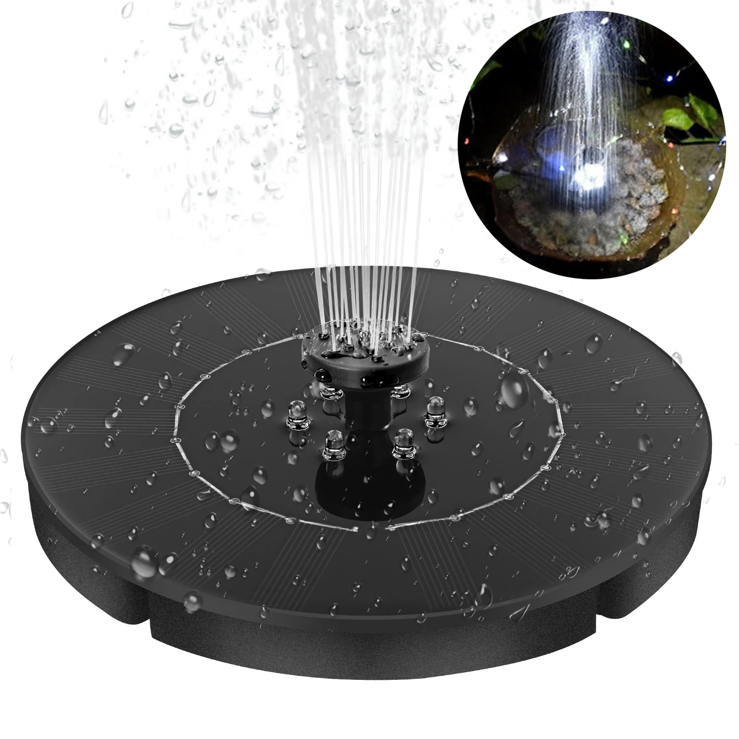 2.4W Solar Powered Fountain Panel Pump With 4 Spray Nozzle LED Light Effect Round Solar Panel Water Pump Kit For Birdbath Garden
2.4W Solar Powered Fountain Panel Pump With 4 Spray Nozzle LED Light Effect Round Solar Panel Water Pump Kit For Birdbath Garden