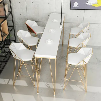 Modern Simple Personality Dinner Chair Bar Chair Luxury Golden Metal Leather Cushion Street Coffee Pub High Backrest Chair 
Modern Simple Personality Dinner Chair Bar Chair Luxury Golden Metal Leather Cushion Street Coffee Pub High Backrest Chair