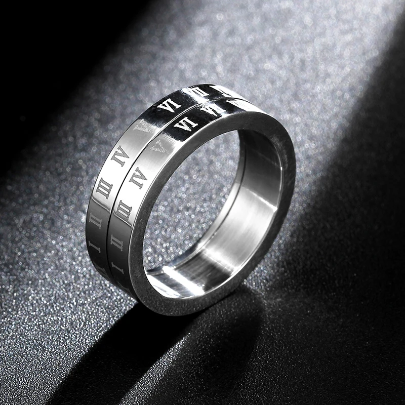 6mm 316 Stainless Steel Rings For Men and Women Roman Numerals Rotatable Ring
6mm 316 Stainless Steel Rings For Men and Women Roman Numerals Rotatable Ring