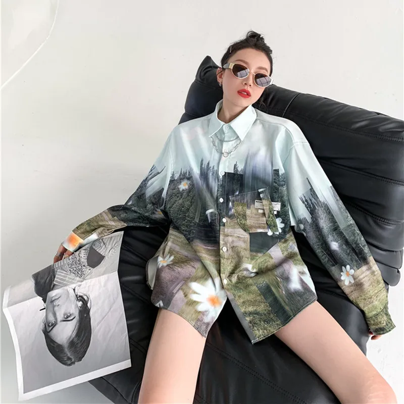 Oversized Hiphop Vintage Shirt Women 2021 Streetwear Long Sleeve Print Desert Forest Loose Casual Plus Size Lady Blusa Chemise 
Oversized Hiphop Vintage Shirt Women 2021 Streetwear Long Sleeve Print Desert Forest Loose Casual Plus Size Lady Blusa Chemise