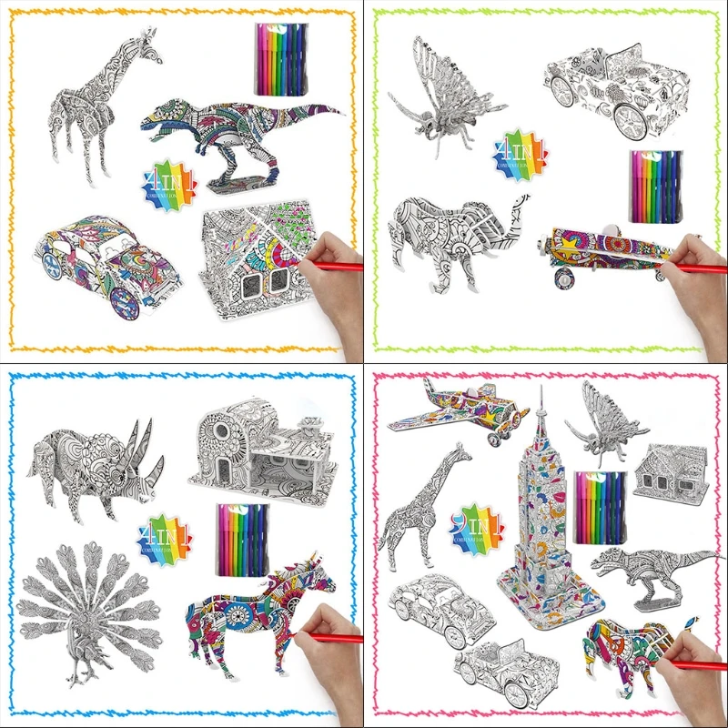 3D Coloring Puzzle Toys Set,Art Coloring Painting Puzzle for Kids, Fun Educational Creative DIY Preschool Puzzle Brain Teasers T
3D Coloring Puzzle Toys Set,Art Coloring Painting Puzzle for Kids, Fun Educational Creative DIY Preschool Puzzle Brain Teasers T