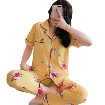 New Listing Women Home Wear 2020 Summer Short Sleeved Women Pajamas Set Long Pant Pyjamas Sets Cotton Leisure Sleepwear Set
New Listing Women Home Wear 2020 Summer Short Sleeved Women Pajamas Set Long Pant Pyjamas Sets Cotton Leisure Sleepwear Set