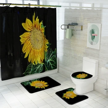 Sunflower Printing Bath Mat in the Bathroom and Shower Curtain Set for Toilet Seat Cushion Microfiber Waterproof Foot Rug Set
Sunflower Printing Bath Mat in the Bathroom and Shower Curtain Set for Toilet Seat Cushion Microfiber Waterproof Foot Rug Set