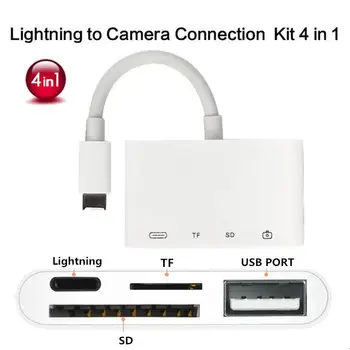 4 In 1 Lightning To USB Camera Adapter SD/TF Card Reader Kit for IphoneX XS 8/7 Ipad USB 3.0 OTG Cable 8 Pin Charging Port
4 In 1 Lightning To USB Camera Adapter SD/TF Card Reader Kit for IphoneX XS 8/7 Ipad USB 3.0 OTG Cable 8 Pin Charging Port