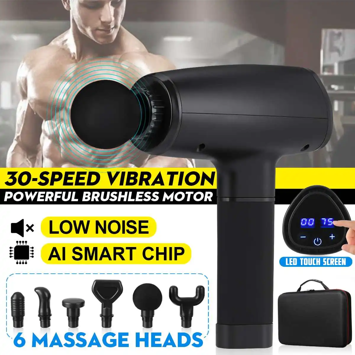 Therapy Massage Guns Muscle Massager LED Digital Display Vibration Relaxing Slimming Deep Tissue Massage 30 Gears with 6 Heads
Therapy Massage Guns Muscle Massager LED Digital Display Vibration Relaxing Slimming Deep Tissue Massage 30 Gears with 6 Heads