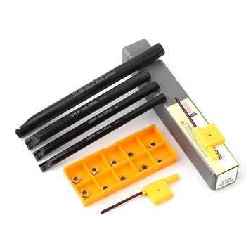 4 piece set S07K / S08K / S10K / S12M-SCLCR06 lathe boring bar tool holder + 10Pcs CCMT0602 blade promotion
4 piece set S07K / S08K / S10K / S12M-SCLCR06 lathe boring bar tool holder + 10Pcs CCMT0602 blade promotion