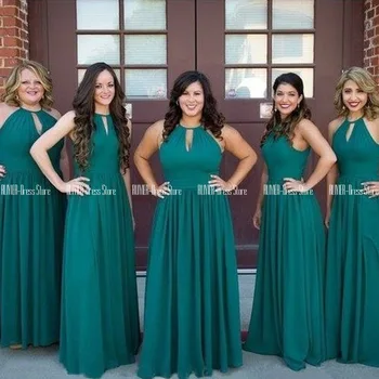 Halter Teal Chiffon Bridesmaid Dresses 2020 Zipper Up Back A-line Long Wedding Party Dress Robe De Soirée De Mariage 
Halter Teal Chiffon Bridesmaid Dresses 2020 Zipper Up Back A-line Long Wedding Party Dress Robe De Soirée De Mariage