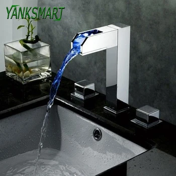 YANKSMART LED Light Chrome Waterfall Bathroom Faucets Deck Mounted Bathtub 3PCS Set Faucet Basin Mixer Cold & Hot Water Tap
YANKSMART LED Light Chrome Waterfall Bathroom Faucets Deck Mounted Bathtub 3PCS Set Faucet Basin Mixer Cold & Hot Water Tap