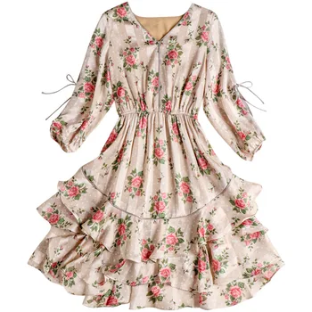 Dress 2020 Women's Spring Summer Flowers Printed V Neck Three Quarter Sleeve Elastic waist Slim A-Line Dress Above The Knees
Dress 2020 Women's Spring Summer Flowers Printed V Neck Three Quarter Sleeve Elastic waist Slim A-Line Dress Above The Knees
