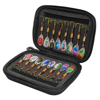 16pcs Spinner Composite Baits Fly Hooks Durable Metal Sequin Fishing Lures with Black Hard Shell EVA Carrying Storage Cases
16pcs Spinner Composite Baits Fly Hooks Durable Metal Sequin Fishing Lures with Black Hard Shell EVA Carrying Storage Cases
