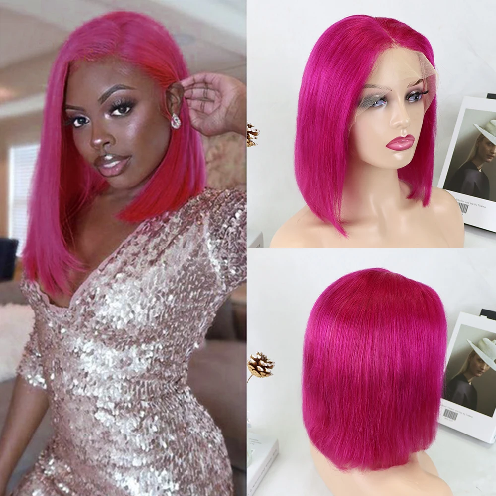 Rose Red Short Hair Bob Cut Wigs with Baby hair 13x4 Indian Remy Human Hair Lace Front Wigs for Women Closure Wigs Remy
Rose Red Short Hair Bob Cut Wigs with Baby hair 13x4 Indian Remy Human Hair Lace Front Wigs for Women Closure Wigs Remy