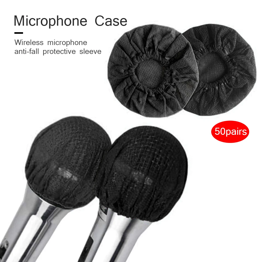 Фото 50 Pairs Disposable Microphone Covers Universal Non-Woven Mic Protective Windscreen Cap Pads for KTV Karaoke | Электроника