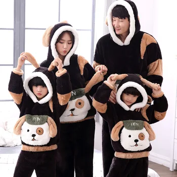 Winter Parent-Child Pajama Sets Children’s Flannel Pyjamas Thickened Hoodie Sleepwear Long Sleeved Animal Unisex Adult Home Suit 
Winter Parent-Child Pajama Sets Children’s Flannel Pyjamas Thickened Hoodie Sleepwear Long Sleeved Animal Unisex Adult Home Suit