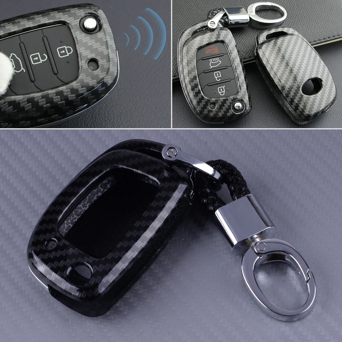 DWCX Carbon Fiber Style Black Car Key Cover Case Shell Chain Fob Fit for Hyundai Sonata Tucson Elantra 2016 2017 2018 2019
DWCX Carbon Fiber Style Black Car Key Cover Case Shell Chain Fob Fit for Hyundai Sonata Tucson Elantra 2016 2017 2018 2019
