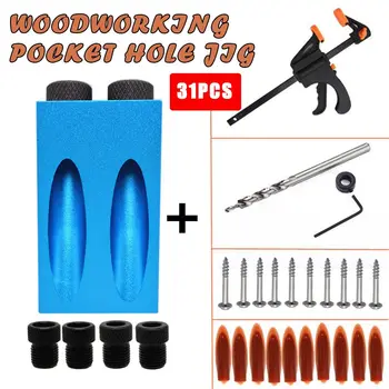 Woodworking Pocket Hole Jig with Step Drill and Clamp Woodworking Carpentry Tool 31PCS
Woodworking Pocket Hole Jig with Step Drill and Clamp Woodworking Carpentry Tool 31PCS