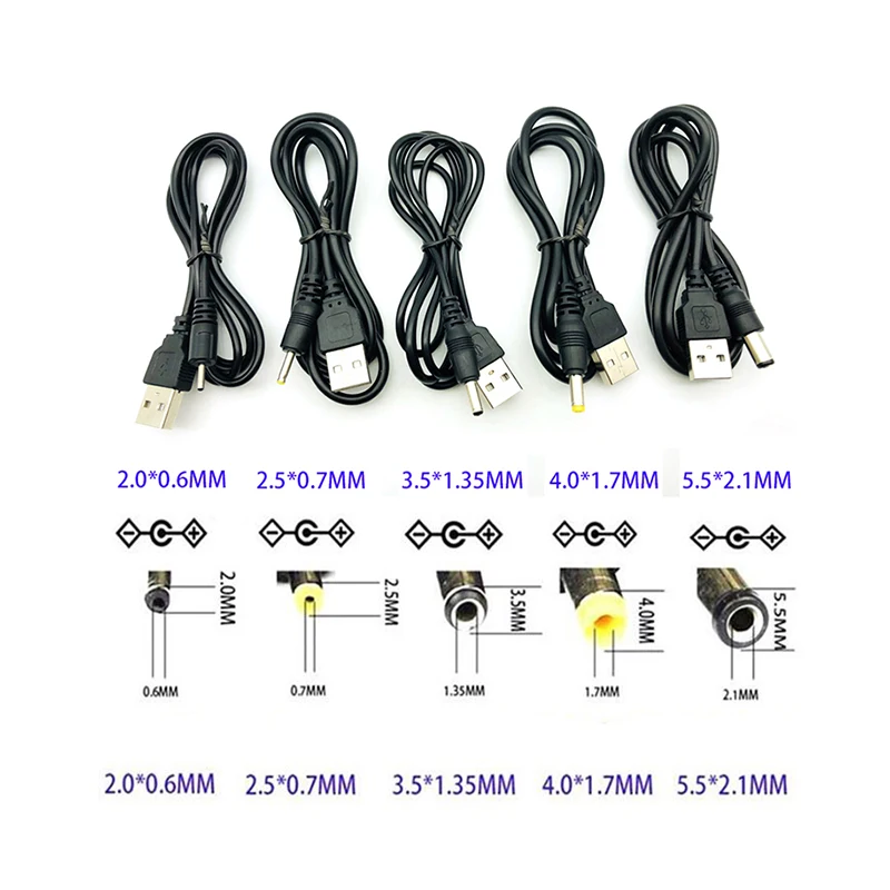 USB Port to 2.5*0.7mm 3.5*1.35mm 4.0*1.7mm 5.5*2.1mm 2.5mm 5V DC Jack Power Cable for Tablet Speaker PC Small Electronic Devices
USB Port to 2.5*0.7mm 3.5*1.35mm 4.0*1.7mm 5.5*2.1mm 2.5mm 5V DC Jack Power Cable for Tablet Speaker PC Small Electronic Devices