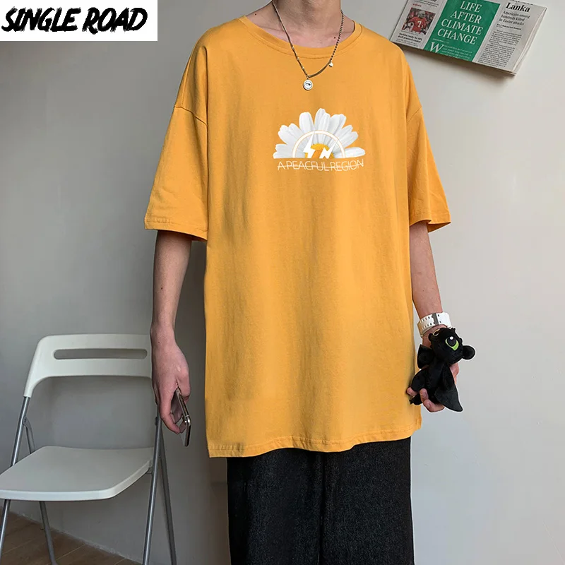 SingleRoad Мужская футболка для мужчин 2020 летний топ с графикой футболки оверсайз