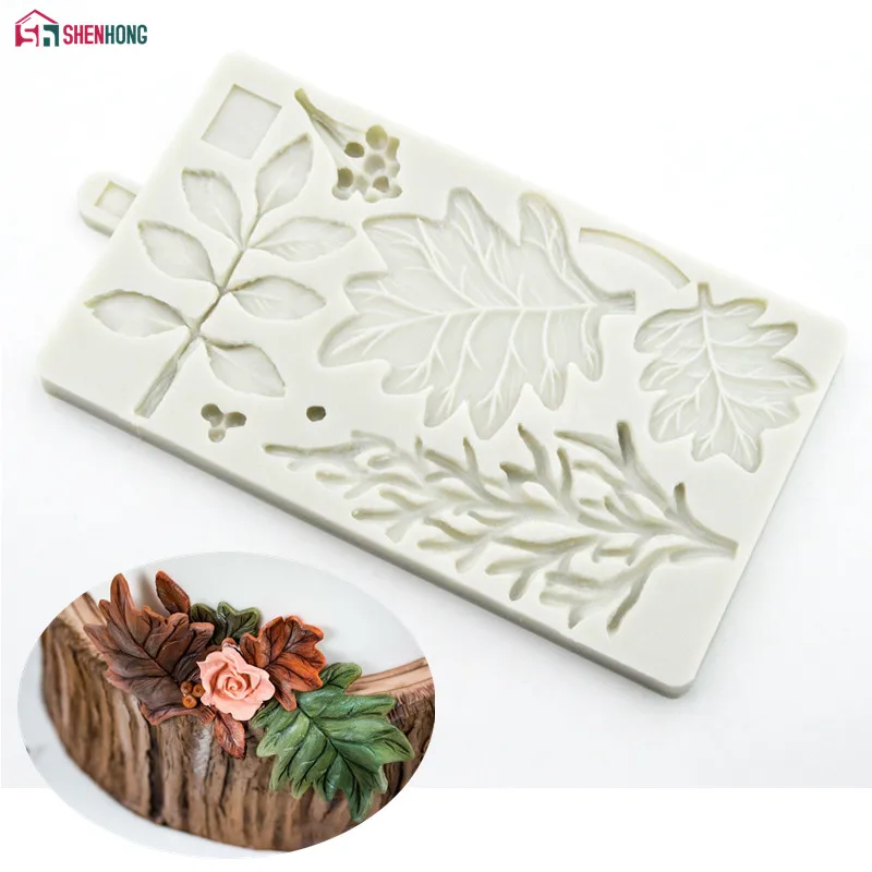 Фото SHENHONG 3D Mulberry Leaves Silicone Fondant Molds Mold Cake Decoration Tools Sugar Craft Candle Moulds DIY | Дом и сад