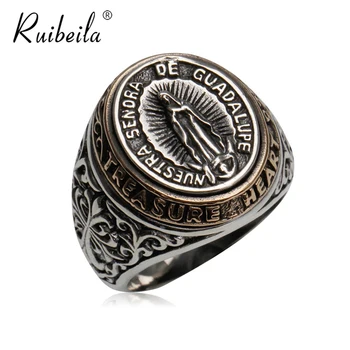 

ruibeila bague 925 argent haute qualité Vierge Marie bague hommes et femmes nouvelle personnalité rétro croix fleur bague