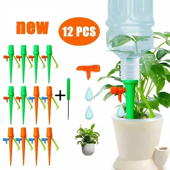 12 Pcs Self Watering Spikes Kits Self-contained Auto Drip Irrigation Watering System with Anti-tilt Bracket Valve Control Switch
12 Pcs Self Watering Spikes Kits Self-contained Auto Drip Irrigation Watering System with Anti-tilt Bracket Valve Control Switch