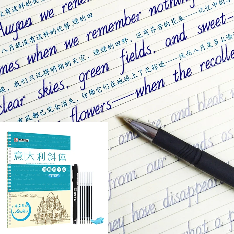 Italian Italic Children Adult 3D English Groove Auto Dry Repeat Practice Copybook Hand writing English Word Art Book Pen Set
Italian Italic Children Adult 3D English Groove Auto Dry Repeat Practice Copybook Hand writing English Word Art Book Pen Set
