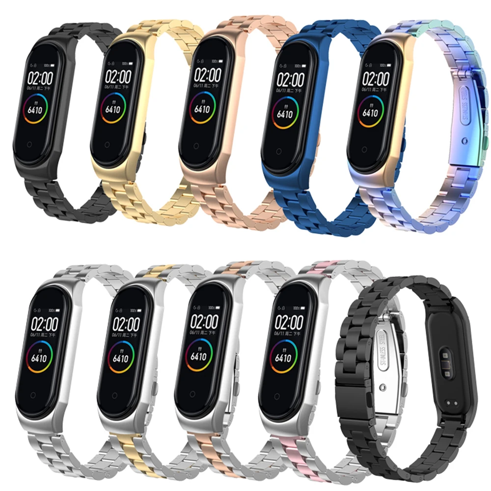 

Replacement Watchband For Xiaomi Mi Band 3 4 Luxury Stainless Steel Strap Sport Miband3 Miband4 Wristband For Mi Band4 Bracelet