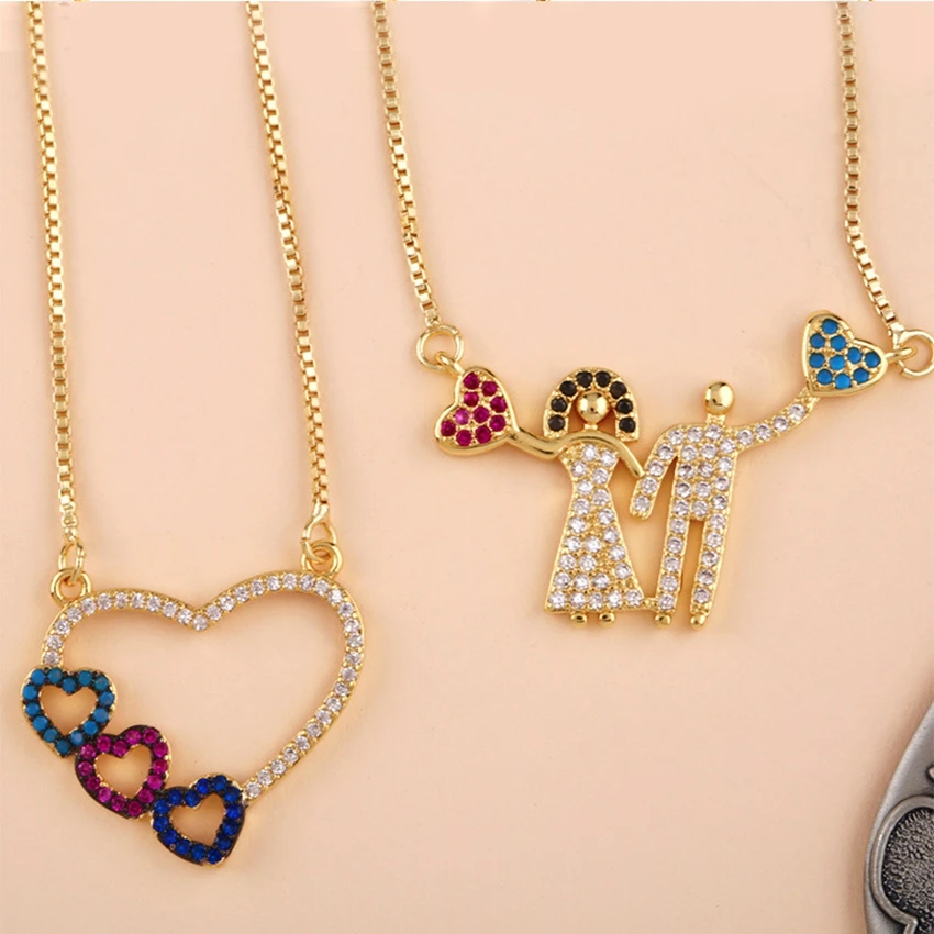 Gold Color Heart Couple Necklace Colorful Crystal CZ Long Necklace for Women Wedding Choker New 2019
Gold Color Heart Couple Necklace Colorful Crystal CZ Long Necklace for Women Wedding Choker New 2019