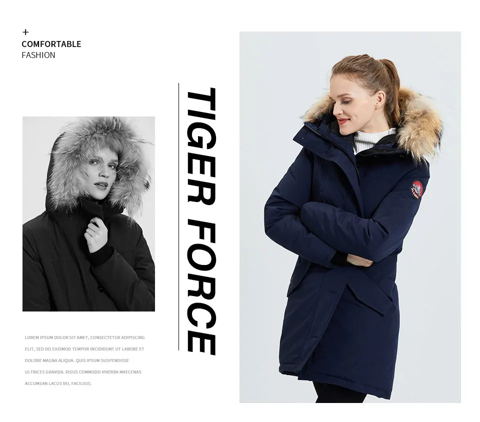 Tiger Force 2019 Thick Alaska Parka Women Winter Jacket with Real Fur Hood Waterproof Windproof Outdoors Padded Coat Snowjacket