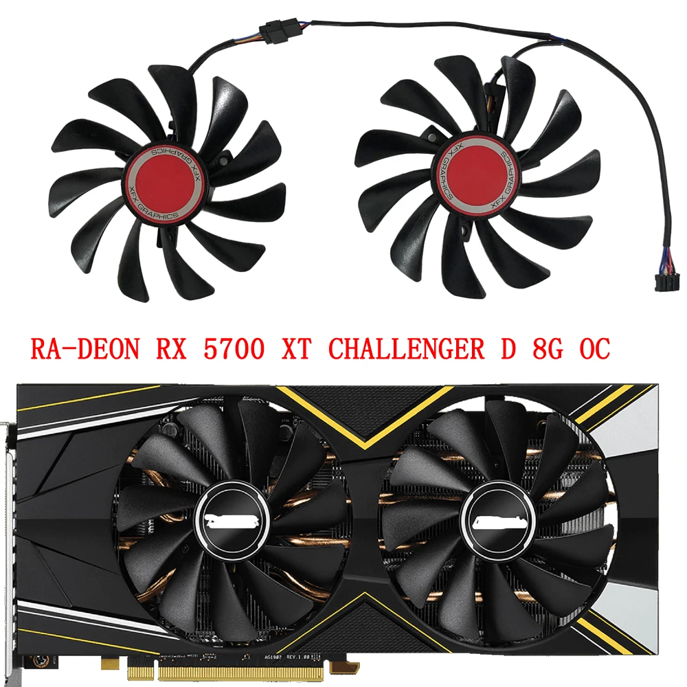 Вентилятор Охлаждения видеокарты для ASROCK Ra-deon RX 5700 XT Challenger D 8G OC GPU в качестве