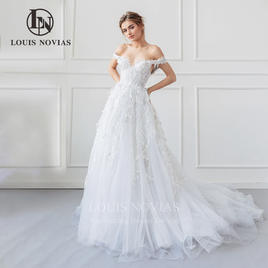 LOUIS NOVIAS Wedding Dresses fresh Sexy White Tulle Off-Shoulder Sweetheart Sleeveless Sweetheart A-Line With Leaf Lace
LOUIS NOVIAS Wedding Dresses fresh Sexy White Tulle Off-Shoulder Sweetheart Sleeveless Sweetheart A-Line With Leaf Lace
