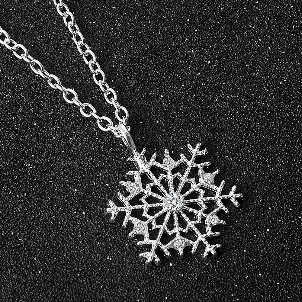 fashion charms lady crystal snowflake zircon flower silver
