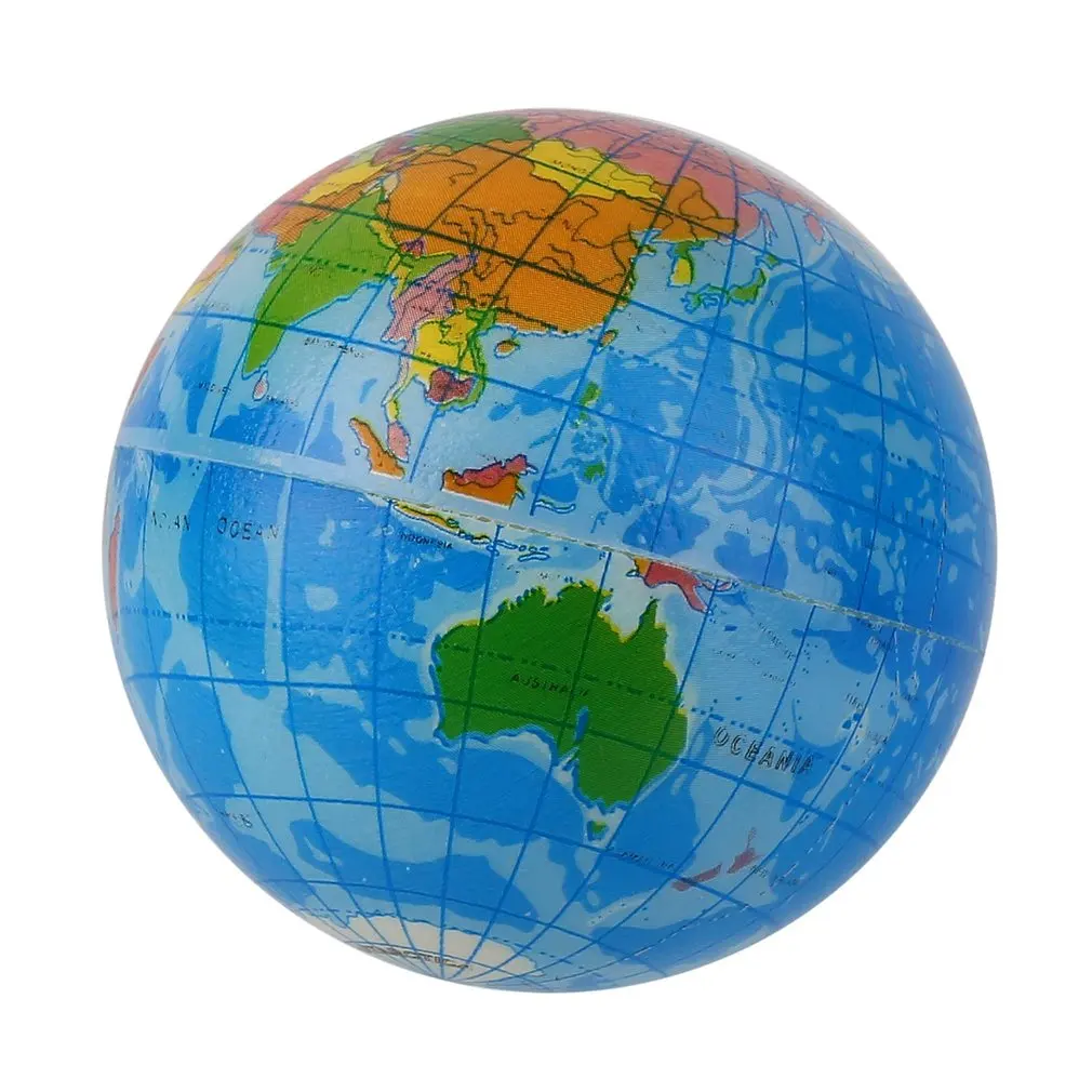 

Blue World Map Foam Earth Globe Stress Relief Bouncy Ball Atlas Geography Toy Encourage Children to Exercise
