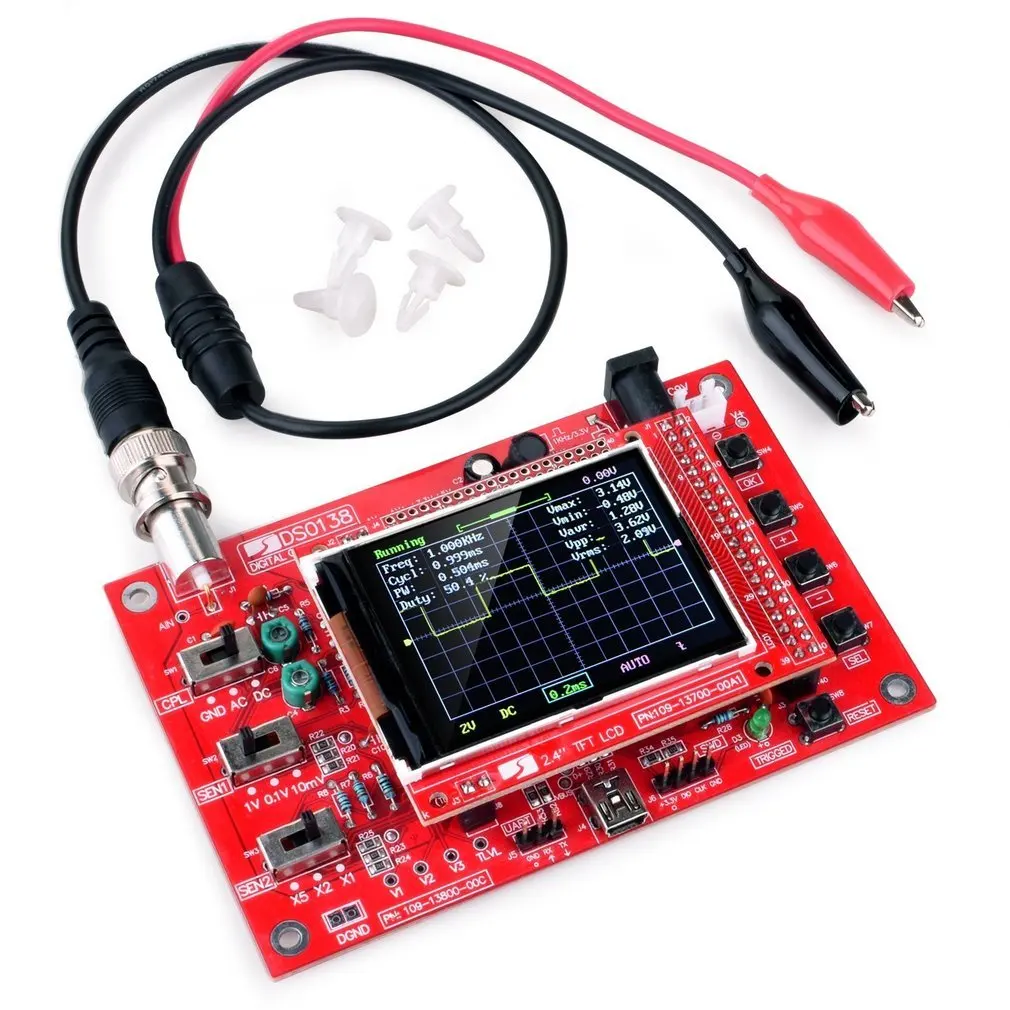 DSO138 2.4 Inch TFT Digital Oscilloscope 1Msps Real Time Sampling Rate Assembled Welded/DIY Parts Kit/Acrylic For Drop Shipper
DSO138 2.4 Inch TFT Digital Oscilloscope 1Msps Real Time Sampling Rate Assembled Welded/DIY Parts Kit/Acrylic For Drop Shipper
