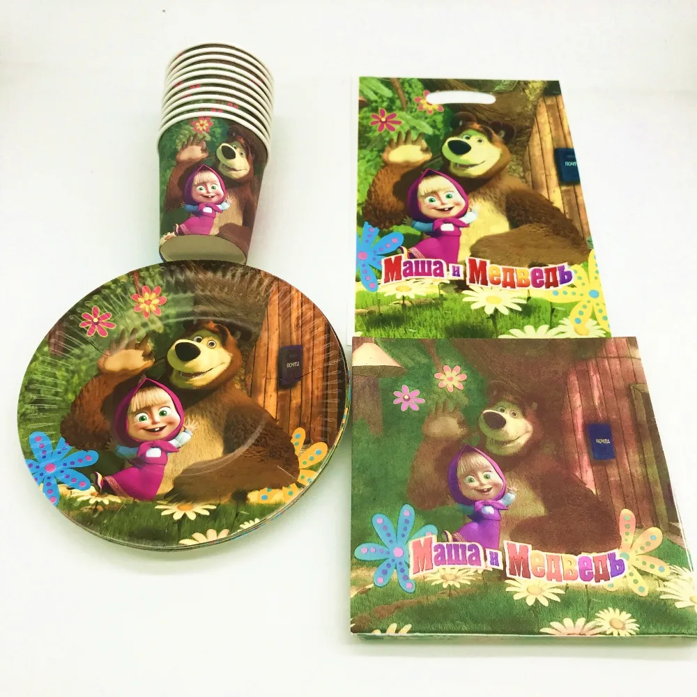 50Pcs Masha And Bear Theme kids Girl Boy Birthday Paper Plate Cup Napkin Candy Gift Bag Disposable Tableware Decoration Supplies
50Pcs Masha And Bear Theme kids Girl Boy Birthday Paper Plate Cup Napkin Candy Gift Bag Disposable Tableware Decoration Supplies
