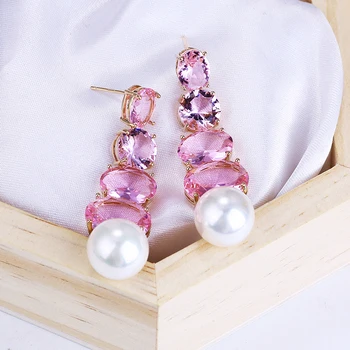 Large Glass Beads Drop Earrings Charms Pearl Pendant Geometric Zircon Earrings Women Wedding Jewelry XIUMEIYIZU Export New Hot
Large Glass Beads Drop Earrings Charms Pearl Pendant Geometric Zircon Earrings Women Wedding Jewelry XIUMEIYIZU Export New Hot