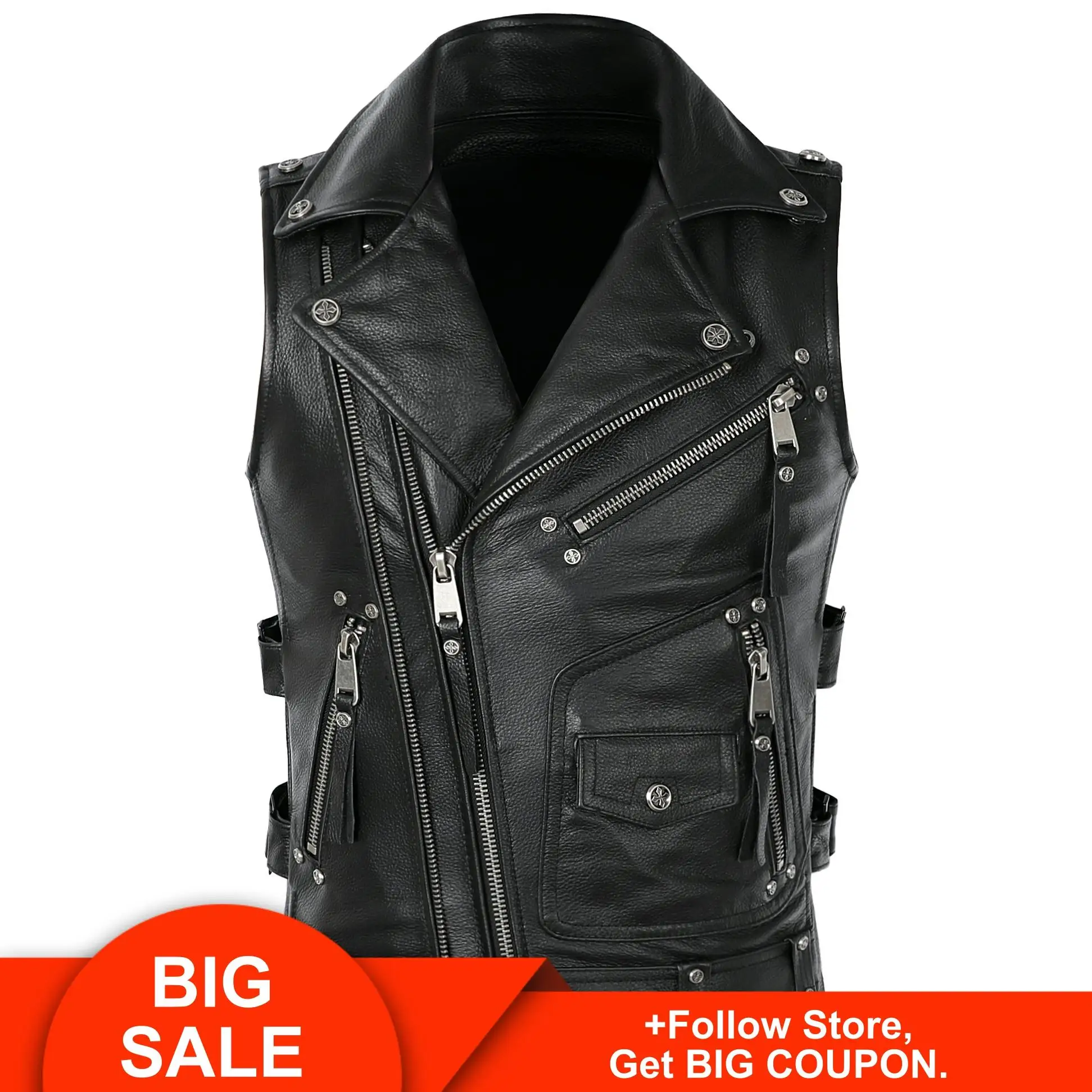 2020 Black Men Motorcycle Style Short Leather Vest Plus Size XXXXL Genuine Cowhide Spring Slim Fit Biker's Leather Vest
2020 Black Men Motorcycle Style Short Leather Vest Plus Size XXXXL Genuine Cowhide Spring Slim Fit Biker's Leather Vest