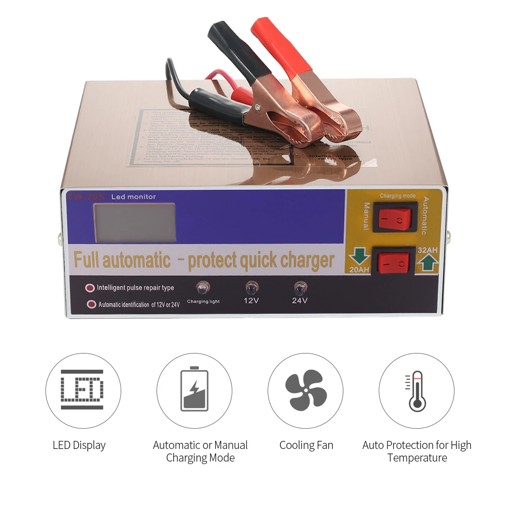 12V/24V Intelligent Automatic LED Charger Pulse Repair Type Maintainer Car Battery Charger for Lead Acid /Lithium Battery
12V/24V Intelligent Automatic LED Charger Pulse Repair Type Maintainer Car Battery Charger for Lead Acid /Lithium Battery