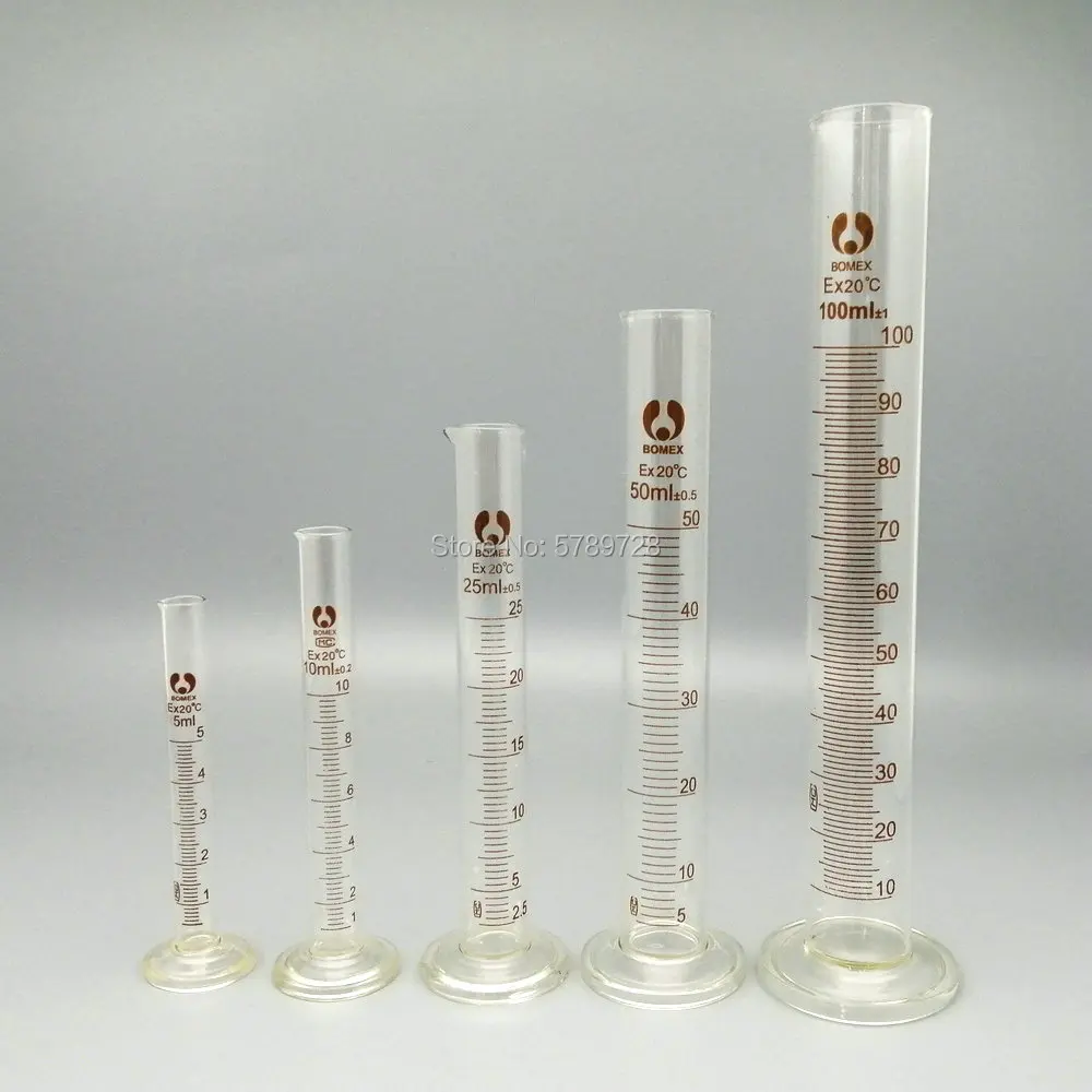 1set (5ml, 10ml, 25ml, 50ml, 100ml) Glass Graduated Measuring Cylinder Chemistry Laboratory Supplies
1set (5ml, 10ml, 25ml, 50ml, 100ml) Glass Graduated Measuring Cylinder Chemistry Laboratory Supplies