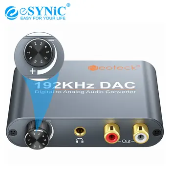 

eSYNiC 192kHz Digital to Analog DAC Converter Optical Coaxial Toslink to L/R RCA 3.5mm Headphone Audio Adapter For PS3 XBox PS4