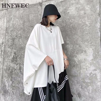 Irregular Women's T-shirt O Neck Batwing Short Sleeve Loose Oversized Female Shirts 2020 Summer New Fashion Clothes Y230 
Irregular Women's T-shirt O Neck Batwing Short Sleeve Loose Oversized Female Shirts 2020 Summer New Fashion Clothes Y230