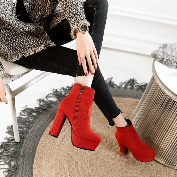Ankle Boots For Women Super High (8cm-up) Heel Shoes Woman Short Plush Platform Winter Yellow Red Black Brown Ladies Fashion
Ankle Boots For Women Super High (8cm-up) Heel Shoes Woman Short Plush Platform Winter Yellow Red Black Brown Ladies Fashion