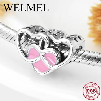 925 Sterling Silver three heart connected Warm family Pink Beads Fit Original Women charm beads Bracelet Jewelry Making
925 Sterling Silver three heart connected Warm family Pink Beads Fit Original Women charm beads Bracelet Jewelry Making