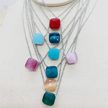 Candy Color Square Fusion Stone Necklace True 925 Sterling Silver Cute Colorful Pendant Necklace Chain Jewelry Sweetheart
Candy Color Square Fusion Stone Necklace True 925 Sterling Silver Cute Colorful Pendant Necklace Chain Jewelry Sweetheart