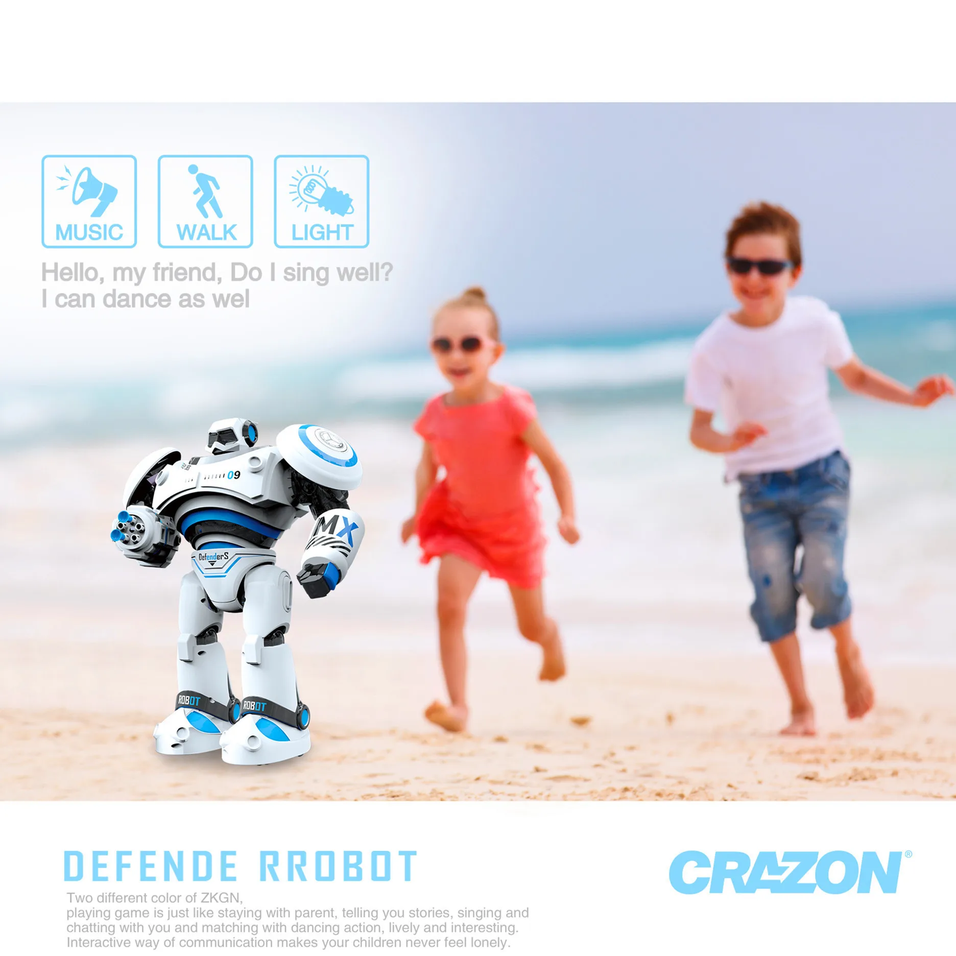 Remote Control Battle Intelligent Robot Model Walk Light Voice Arm Multi-Angle Emission Bullets CHILDREN'S Toy
Remote Control Battle Intelligent Robot Model Walk Light Voice Arm Multi-Angle Emission Bullets CHILDREN'S Toy
