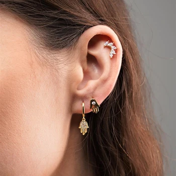 925 Sterling Silver Hand of Hamsa hoop earrings - huggie earrings - hamsa hand earrings - Female jewelry For Women Gift
925 Sterling Silver Hand of Hamsa hoop earrings - huggie earrings - hamsa hand earrings - Female jewelry For Women Gift